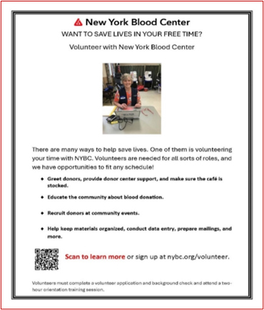 New York Blood Center flier